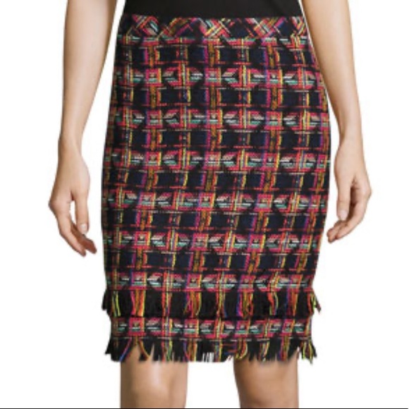 SOLD Trina Turk Jael Tweed Pencil Skirt, Multi - Picture 2 of 10